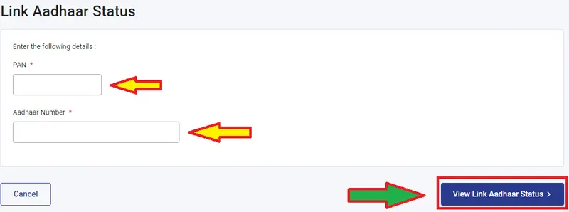 aadhar card pan card link status