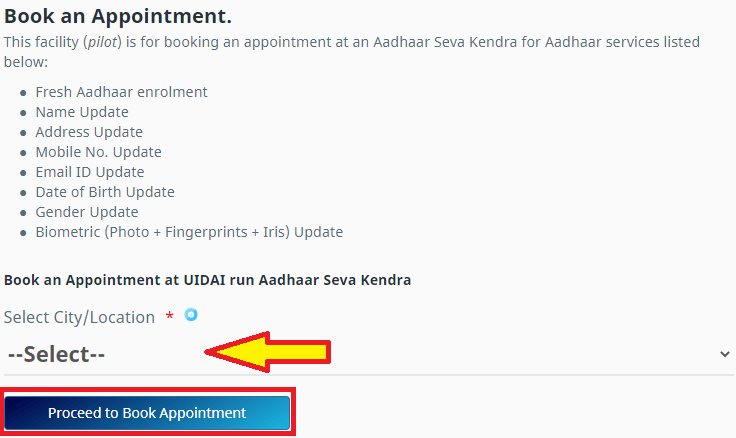 Online appointment Aadhar card