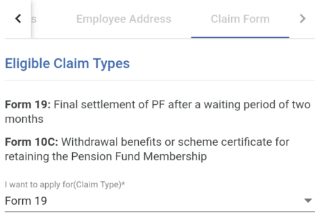 pf claim types