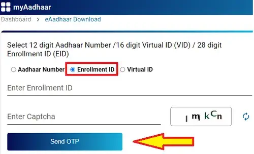 enrollment id se aadhar card kaise download kare