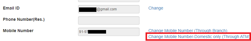 sbi account mobile number change online